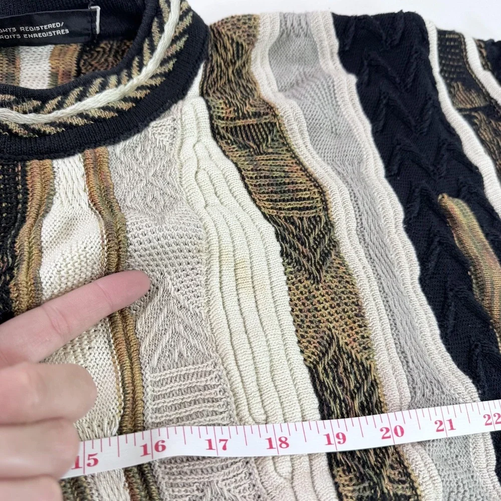 Vintage Tundra Sweater Mens Large Multicolor 3D Coogi Style Knit Pullover 90s